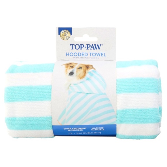 TOP PAW Striped Hooded Towel Super Absorbent Microfiber Size Small/Medium - Picture 8 of 9